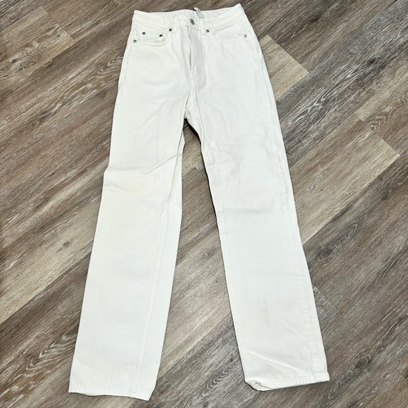 Rowe Extra High Straight White Jeans Size 27 X 32 Weekday Pants - Picture 6 of 11